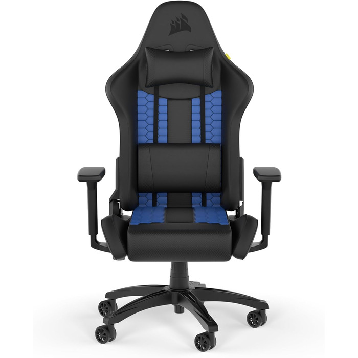 Ігрове крісло Corsair TC100, екошкіра, чорний/синій, універсальний розмір