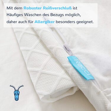 RECCI Mattress Topper Cover, Bamboo Breathable Topper Protector, Anti-Allergy and Dust Mite Resistant, Fits 4-6 cm Height Mattress Toppers [90 x 200]
