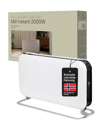 Електричний конвекторний обігрівач Mill MEC 2000W - 24-28 м², білий, з термостатом