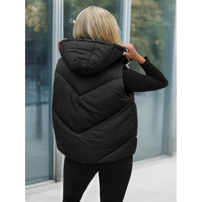 Жіноча степкова жилетка OZONEEE з капюшоном, без рукавів, для перехідного сезону, спортивна, чорна, XL
