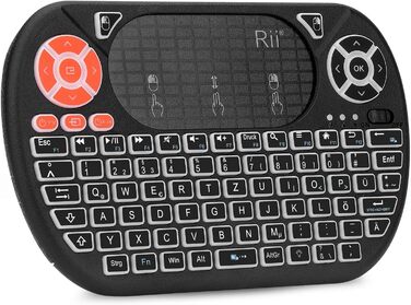 Бездротовий ігровий комплект клавіатури та миші Rii, Bluetooth + 2.4GHz, LED-підсвічування, QWERTZ (Mini)