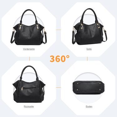 Сумка жіноча Miss Lulu велика шопер-торба Tote Bag з м'якої PU шкіри, чорна