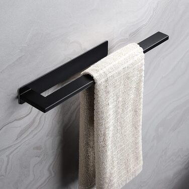 Тримач для рушників без свердління, подвійний, з нержавіючої сталі 304, двозахватний, самоклеючий, для ванної кімнати та кухні (#6 Чорний)