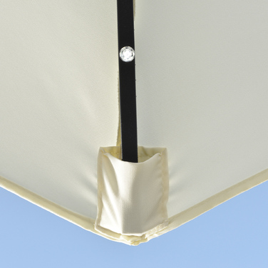 Сонцезахисний парасоль від Outsunny, 265x240 см, напівкруглий з LED-підсвіткою, напівкругла парасоль для тераси з ручним механізмом та сонячною панеллю, метал, бежевий