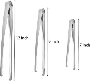 Serving tongs, kitchen tongs, buffet tongs, stainless steel, food tongs, serving tongs, small tongs, pack of 8 (7 inches)