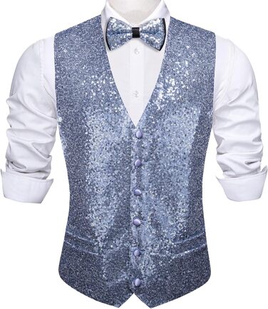 Блакитна жилетка для чоловіків Barry.Wang з паєтками, метеликом, комплект, блискуча, для вечірок, фестивалів, дискотек, випускного, XL