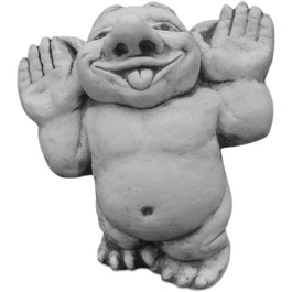 gartendekoparadies.de Massive Stone Figure, Funny Troll. Hello, here I am! Height 25 cm, Grey, 6 kg, made of cast stone, frost-resistant figure for outdoor use.