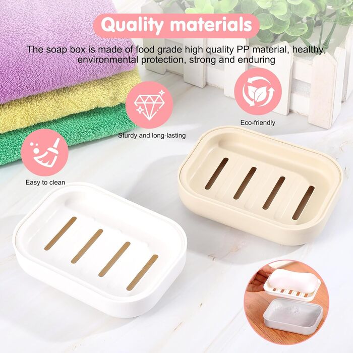 Двохсекційна мильниця овальної форми з піддоном для води. Мильниця з пластику, неслизька та міцна, для ванної кімнати, кухні, лічильника, душу (бежева та хакі)