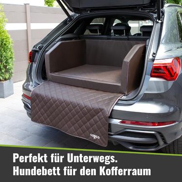 Автомобільне ліжко для собак CopcoPet - 110x90x38 см, штучна шкіра, захист багажника, вологостійке, анти-царапин, з підкладкою, для подорожей (Коричневе)