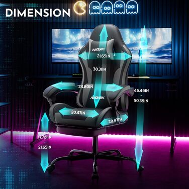 Геймерське крісло Bürostuhl з підставкою для ніг, чорно-рожеве (Blackgrey) - комфортне крісло для комп'ютера та офісу