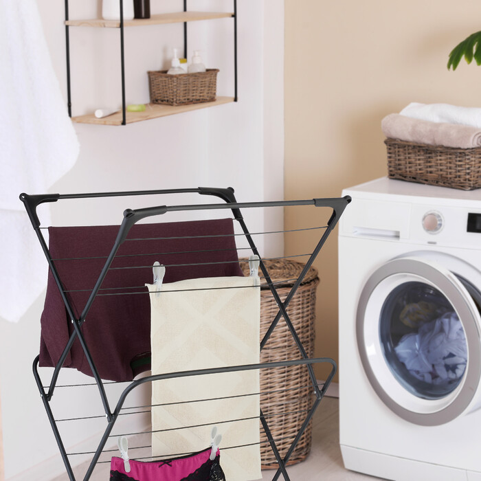 Relaxdays Clothes Rack Folding with 50 Clothespins