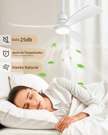 Стельовий вентилятор з LED-освітленням та пультом керування, 132 см, DC-мотор, 6 швидкостей, таймер, для приміщень та вулиці, білий