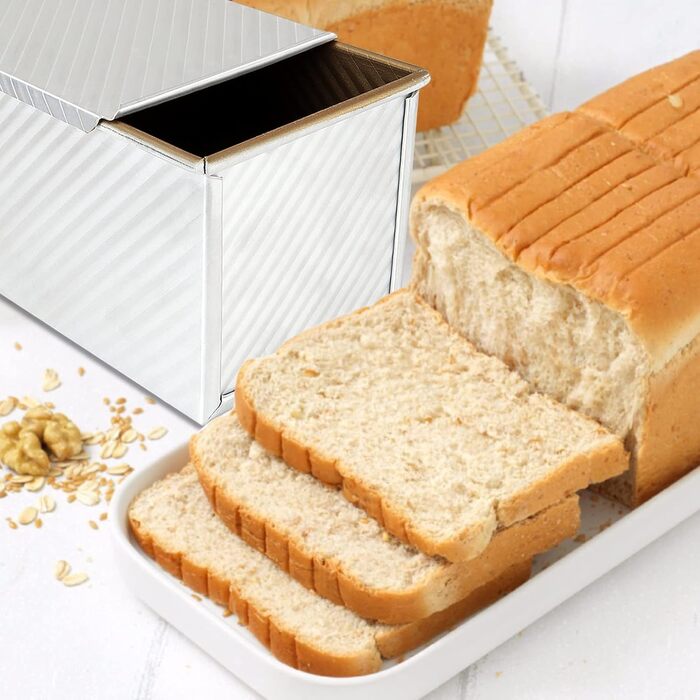 JMIATRY Large Pullman Loaf Pan with Lid, 1000 g, Non-Stick Loaf Pan for Baking, 34 x 13.5 x 12 cm, Aluminum Alloy Bread Pan, Loaf Pan for Baking