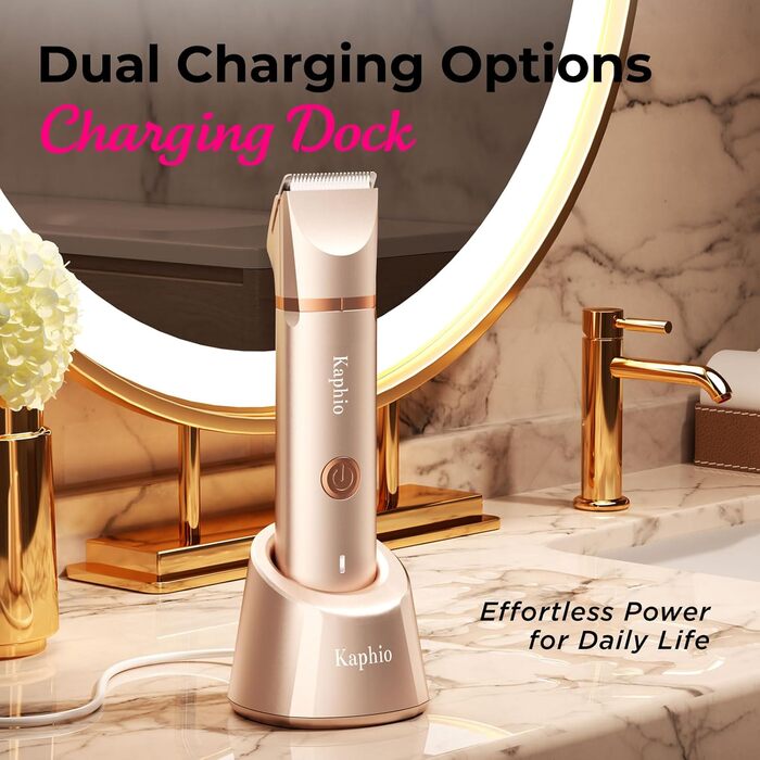 Триммер для бікіні для жінок – 2-в-1 електробритва для інтимної зони: водонепроникний триммер IPX7 для подорожей та душу (рожеве золото)