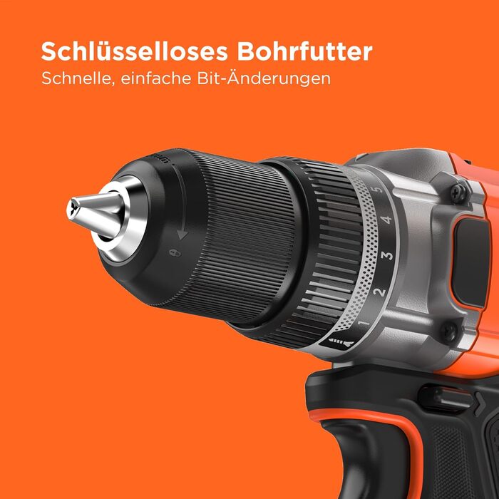 Акумуляторний дриль-шуруповерт BLACK+DECKER BCD382XN-XJ, 18V, 45Nm, 2 швидкості, LED-підсвітка