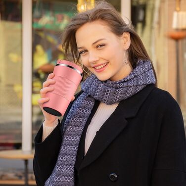 Термокружка CS COSDDI з нержавіючої сталі, 380мл, з кришкою, для кави, води та чаю, подвійні стінки, витривала, 1 шт.