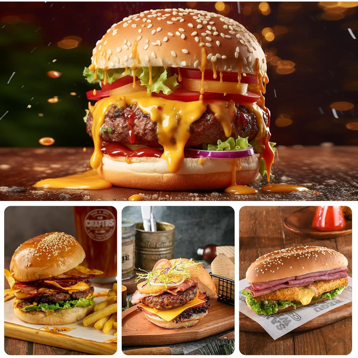 Пресс для бургерів та гамбургерів з алюмінію з антипригарним покриттям та 100 шт. паперу для випікання