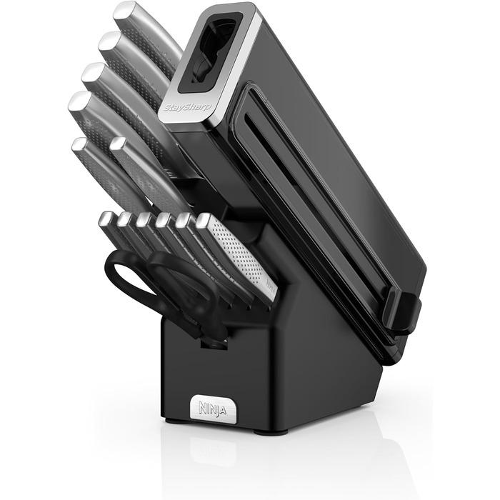 Набір ножів Ninja Foodi StaySharp Deluxe, 14 предметів з точилкою, K32014EUUK, з дерев'яною ручкою