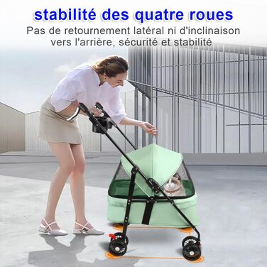 Дитяча коляска для собак та котів, складна, до 20 кг, зелена, з гальмами, великим кошиком та 3 вікнами