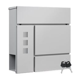 Поштовий ящик WOLTU XXL з відділенням для преси, захистом від реклами, оглядовим вікном, замком (2 ключі), антрацит (сірий) 37x37x10.5 см