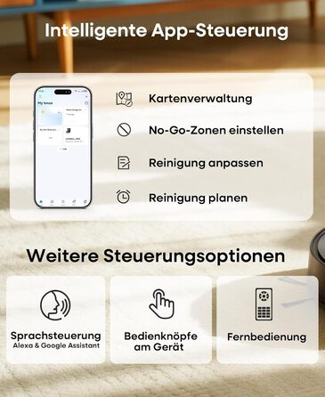 Робот-пилосос з функцією миття 7000Pa, з базою самостійної очистки 3.5L, час роботи 180 хв, LiDAR навігація, для прибирання шерсті тварин, килимів та твердих підлог, керування через додаток, чорний