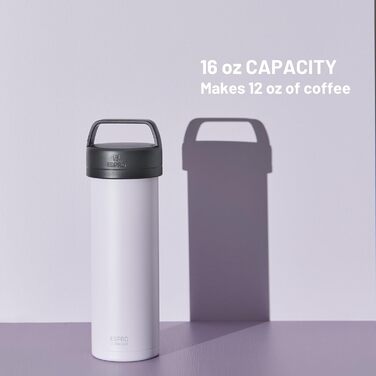 ESPRO – P0 Ultralight – French Press Coffee Maker for Single Servings and Lightweight Travel Water Bottle for Travel, Camping, and Daily Use, Stainless Steel, Vacuum Insulated, 16 oz (Frost Wisteria) Frost-Glycinie Modern