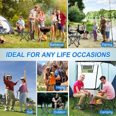 Крісло для кемпінгу, складане, портативне, для риболовлі, туризму, саду, пляжу, з сумкою (камуфляж), блакитне