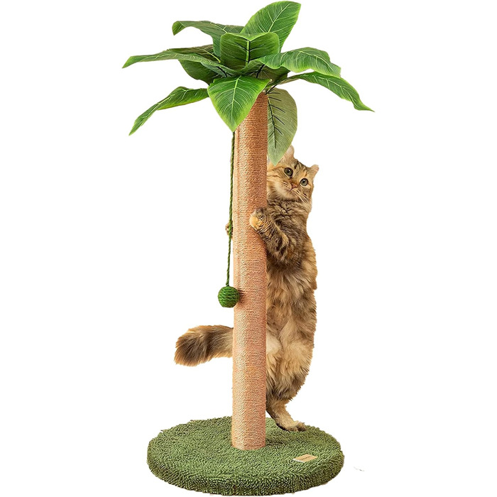 84 cm Scratching Posts Cute Cat Scratcher Kitten Scratch Tree with Sisal Rope for Indoor Cats Palm Cat Scratching Tree with Dangling Balls for Small Cats