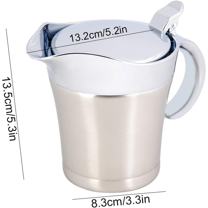 Saucepan with Lid, Sauce Serving Pitcher, Double-Insulated Saucepan Made of 304 Stainless Steel for Coffee, Cream, Salad Dressing, Pudding, Milk (Small 450ml)