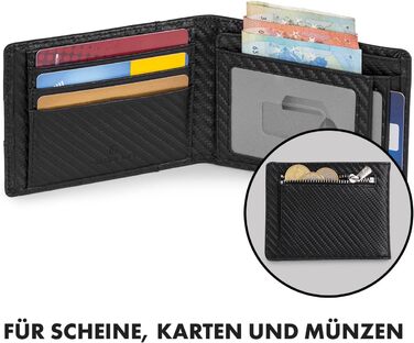 Портмоне ZNAP® Slim Wallet: картхолдер для чоловіків з RFID захистом (Flapp Carbon, 8 карт)