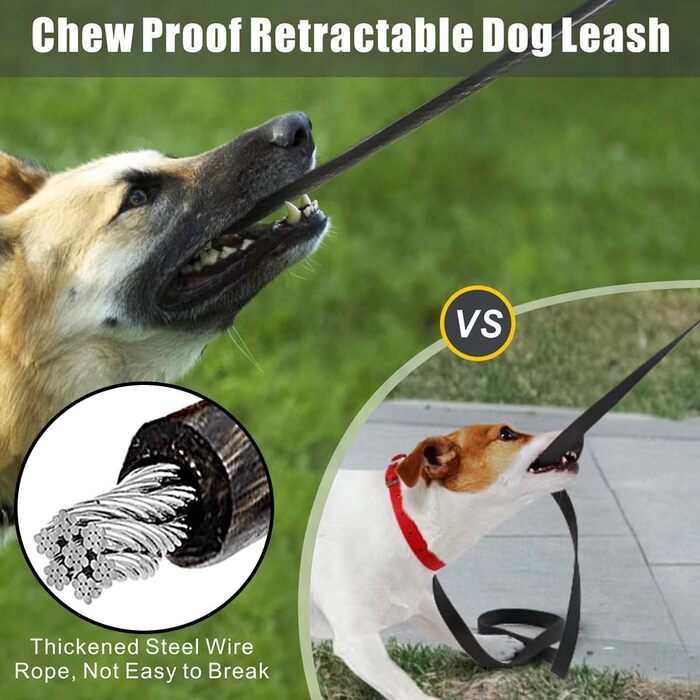 Висувна поводок для собак, 5 м, подвійний поводок для 2 собак, для собак середніх та великих порід до 50 кг, білий та чорний