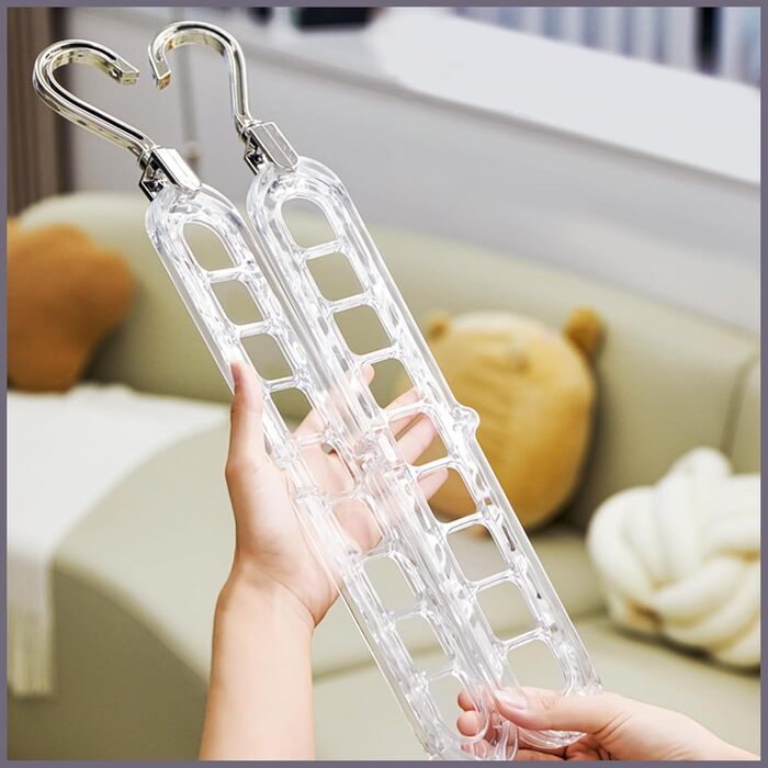 Набір з 5 компактних вішалок Cooltto 9-в-1: обертання 360°, антиковзаючі, з PET, для подорожей, органайзер для шафи, прозорі