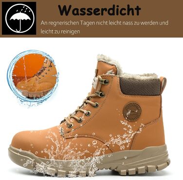 Зимові робочі черевики для чоловіків та жінок. Водонепроникні, з металевим підноском, легкі, теплі, антиковзаючі. Розмір 41 EU, Колір: Коричневий