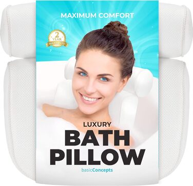 Bathtub Pillow (Premium Quality), Luxury Bathtub Pillow (Powerful Suction Cups), for Neck and Back Support, Spa Pillow Bathtub (Breathable 3D Mesh), Whirlpool Pillow (Head