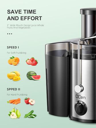 Електричний соковитискач Sliver 500W з нержавіючої сталі, BPA-free, для фруктів та овочів