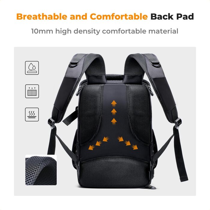 Рюкзак для фотокамери K&F Concept 25L, водонепроникний, з захистом від дощу, для DSLR/SLR, зі штативом, відділення для 16-дюймового ноутбука (сірий)