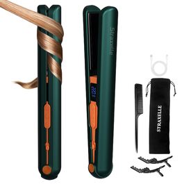 Праска для волосся 2-в-1 (випрямляч та щипці) Dark Green, бездротова, 160-220°C, акумулятор 10000mAh, LED-дисплей, 4 режими нагріву, для жінок та чоловіків