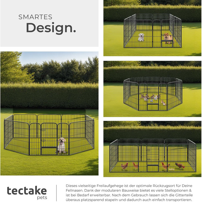 Тектейк вольєр для цуценят, 60 см, 8 граней, чорний - 402502