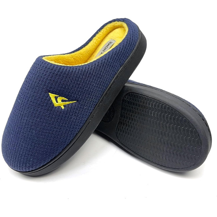 Тапочки халатні зимові JOMIX для чоловіків та жінок. Теплі, з піною пам'яті, зручні та неслизькі. Розмір 40 EU, колір: морський/жовтий
