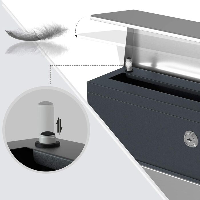 Поштовий ящик SONGMICS XXL, вуличний, з замком та відділенням для преси, антрацитово-сірий + сріблястий, GMB051G02