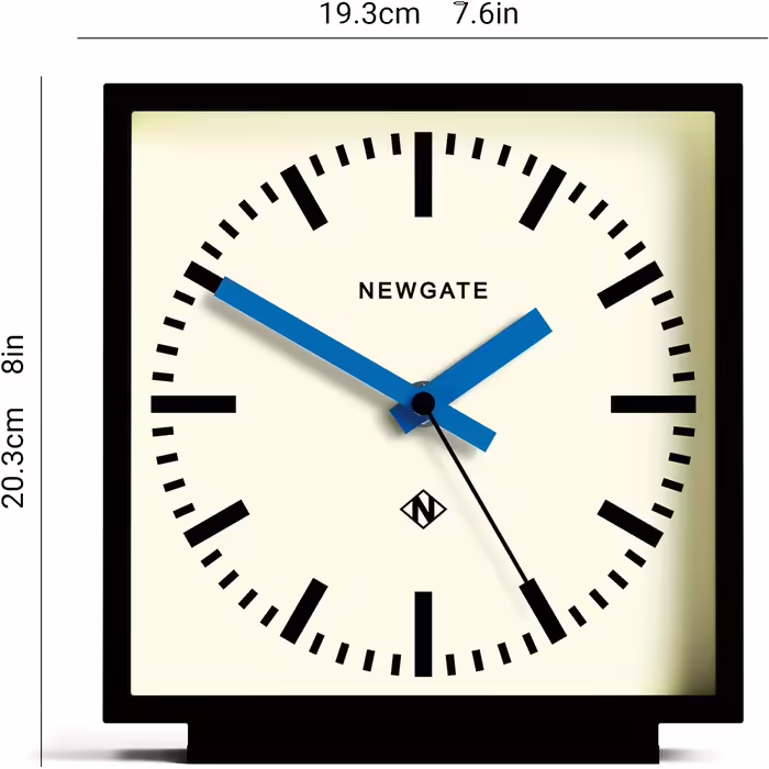 NEWGATE® Amp Silent Sweep Mantle Clock – 'No Tick' – a Modern Mantle Clock – Clocks for Living Rooms – Office Clock – Desk Clock – Mantle Clocks – Station Dial (Blue)