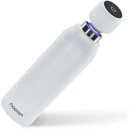 Naturaq 600 ml, UV-C, Water Purifier, Self-Cleaning Stainless Steel Insulated Water Bottle, Thermos, Lightweight, for Camping, Hiking, Travel (White)