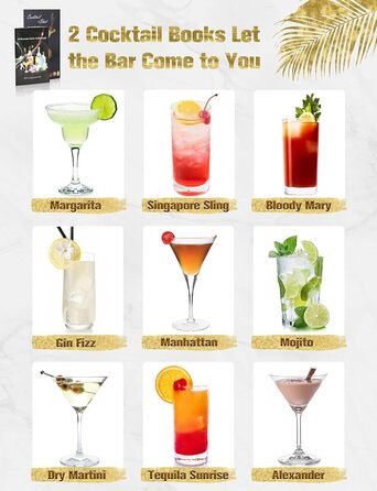 Набір для коктейлів YISSVIC 22 частини: шейкер, мірні склянки, ложка, наливник, підставка з бамбука. Подарунок для професіоналів та початківців