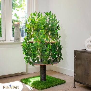 Дерево для котів Kratzbaum Natur - велике, багатоярусне, з можливістю заміни листів, безпечні матеріали, 120 см