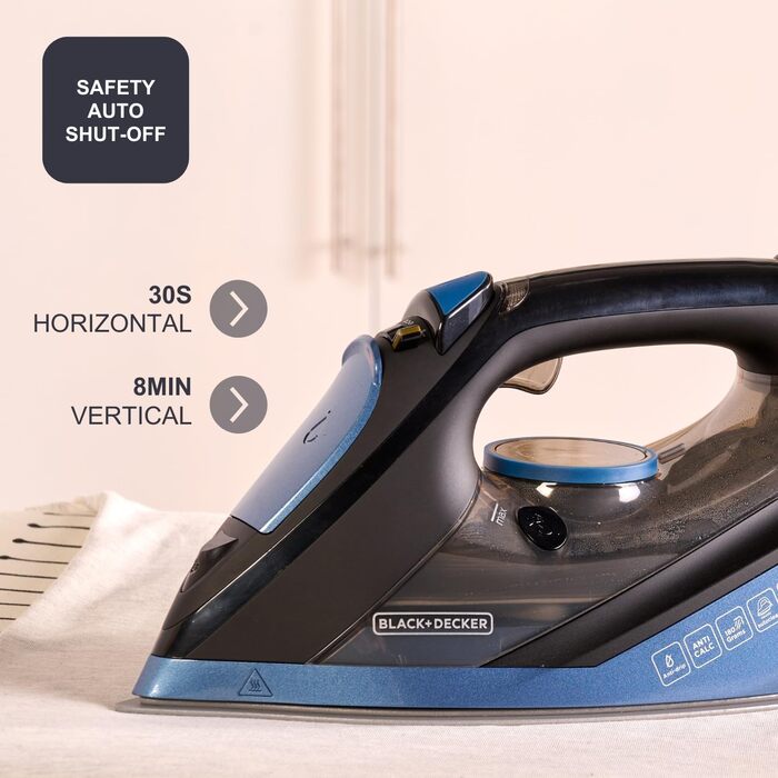 Відпарювач Black+Decker BXIR3000E: 3000 Вт, керамічна підошва, 200 г/хв, антинакип, вертикальне відпарювання