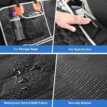 Автомобільна підстилка для собак OneAmg - захист заднього сидіння, з вікном, боковими бар'єрами, кріпленням для безпеки, чорна або сіра, 130 x 139 см