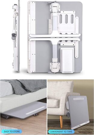 Столик для ноутбука SAIJI 60x45 см, регульована висота, з підставкою для книг, ящиком та кріпленням для планшета. Ідеально для роботи, читання та сніданку.