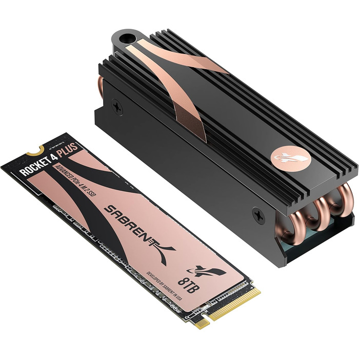 SABRENT SSD M.2 NVMe Gen 4 з радіатором, 8TB, PCIe 4.0, 7100 MB/s, для ПК, PS5, ноутбуків та десктопів