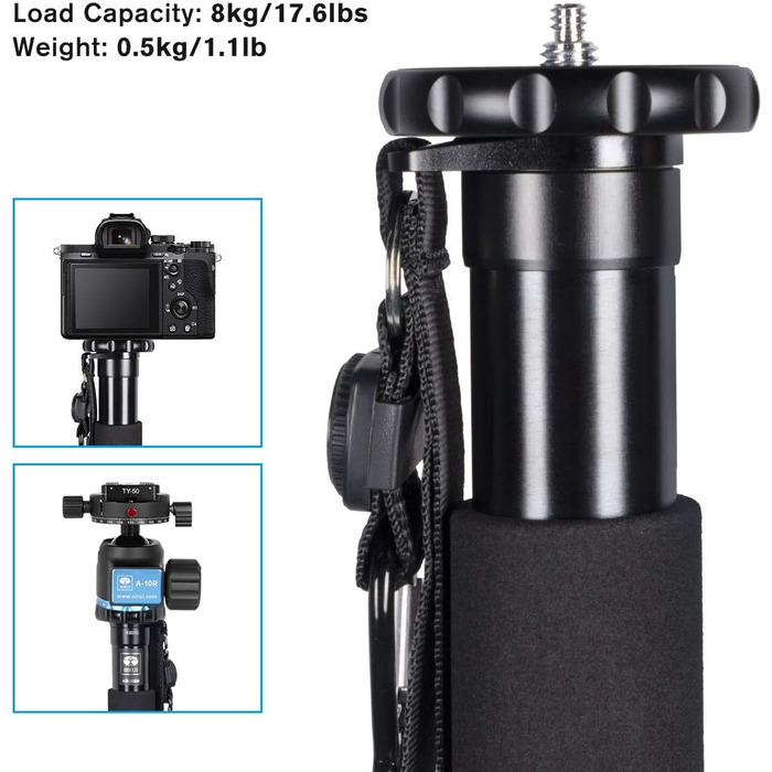 SIRUI AM-326M: Легкий карбоновий монопод - штатив 6 секцій, вантажопідйомність 10 кг