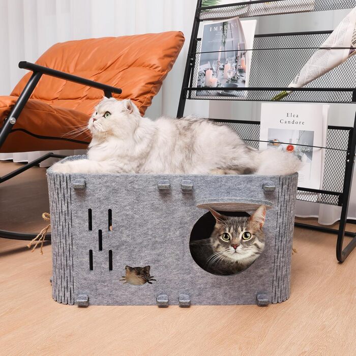 Кігтеточка-будиночок для котів Aitmexcn, філц, 56x30x30 см, тепла кімната, миється, для відпочинку та ігор